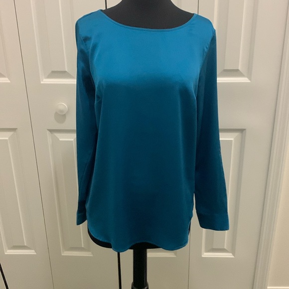 Ann Taylor Teal long sleeve blouse - Picture 1 of 4